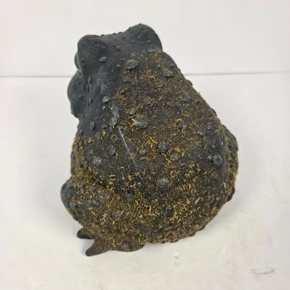 Mossy Frog Toad Figurine 7 Inch Black Green Witch Potion Gothic Halloween Decor